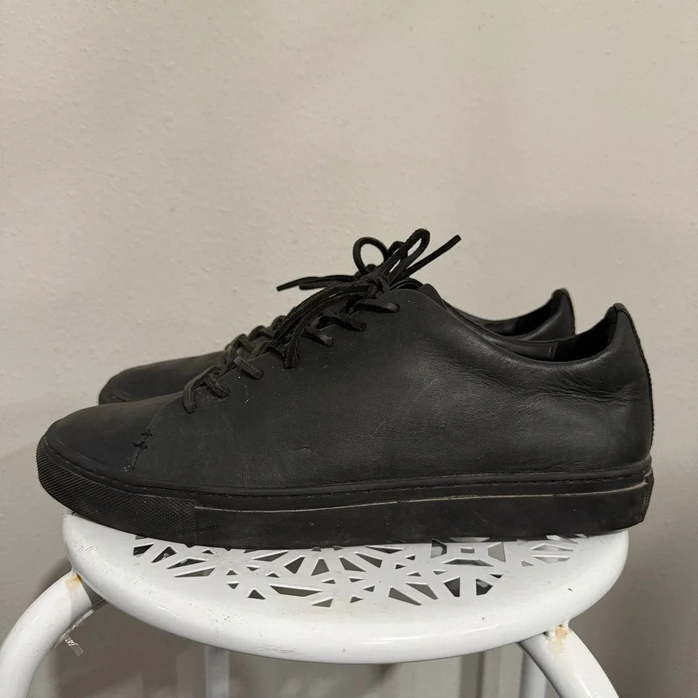 Thursday Everyday Shoes Mens 11.5 Black Leather Comfort Low Top Lace up Sneaker